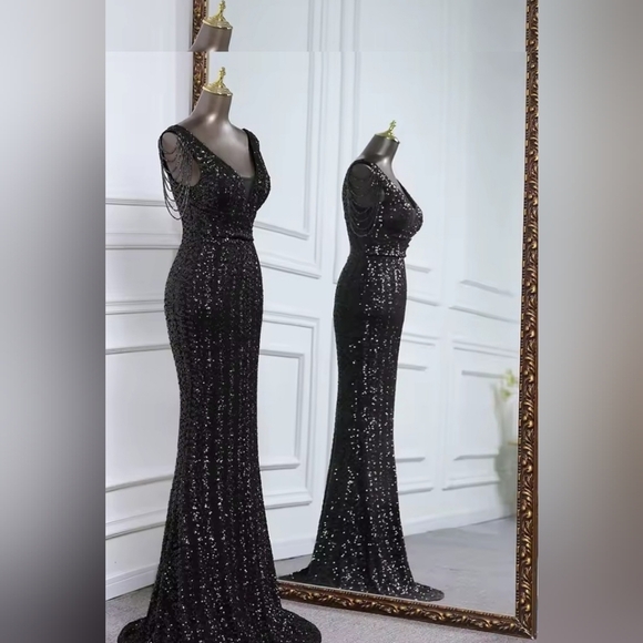 Glamorous Black Sequin Backless Dress - Picture 13 of 16